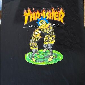 Thrasher Black Tee with Fiery Graphic